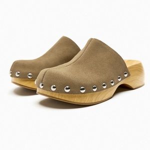 NEW Zara suede studded clogs
